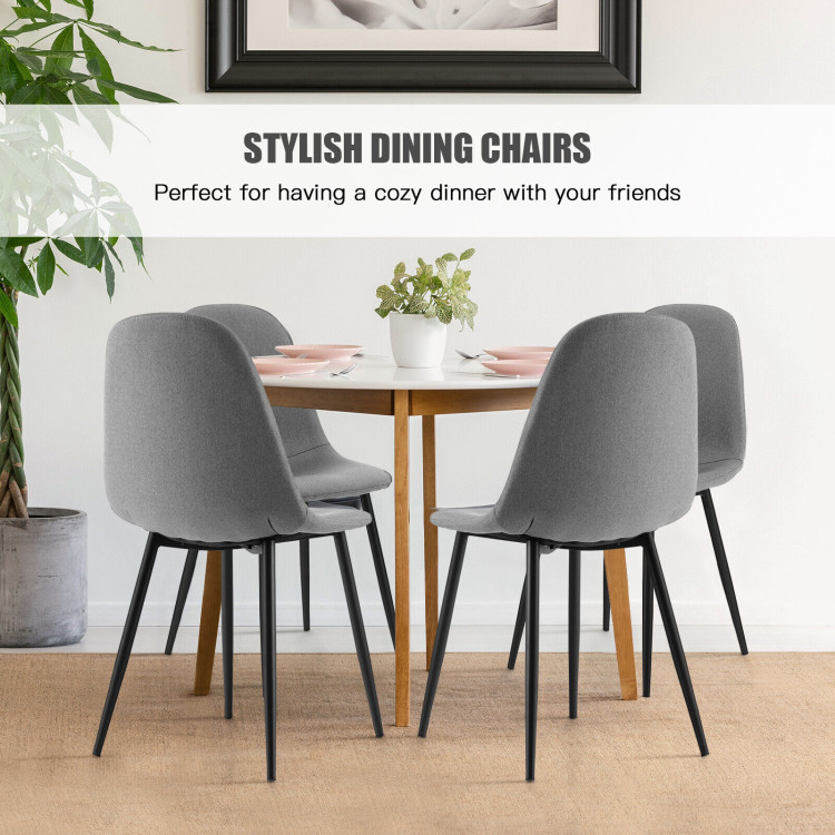 Dining Chairs Set of 2 with Black Metal Legs-GrayCostway Gallery View 8 of 9